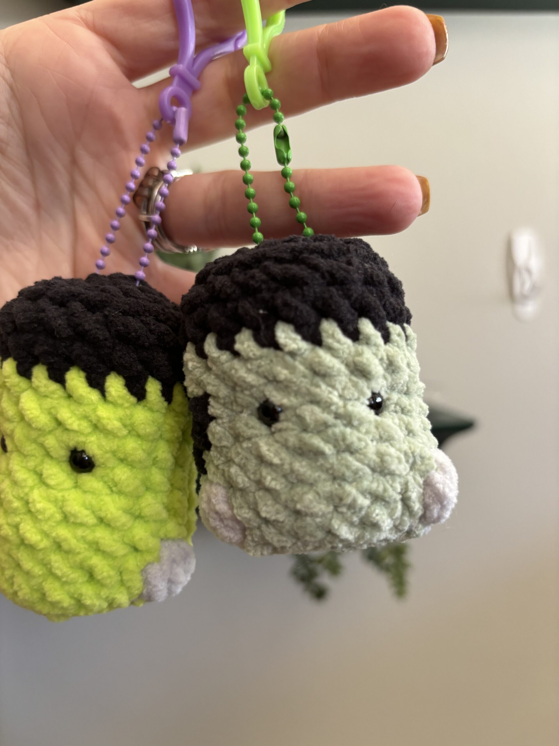 Free Halloween Monster Keychain Crochet Pattern | Frank the Monster Keychain